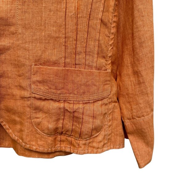 CHICO'S 100% Linen Jacket Size 8 (Chicos 1) Orange Womens Light Blazer - Picture 7 of 9